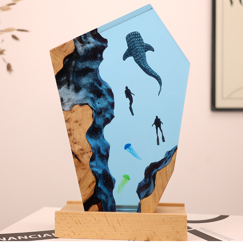 Resin Art Gift For Wedding - Żywiczna Ozdoba na Biurko: Wieloryb, Nurkujący,