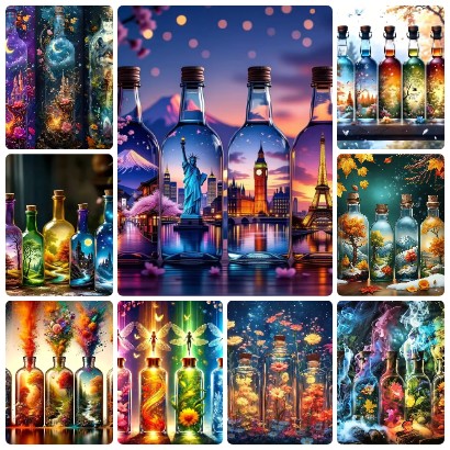 Resin Art World - Magiczna butelka – obraz diamentowy, światowe
